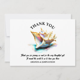 Tarjeta De Agradecimiento Conch shell irridescente de las conchas marinas ná