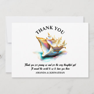 Tarjeta De Agradecimiento Conch shell irridescente de las conchas marinas ná