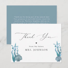 Tarjeta de agradecimiento concha azul costera náut