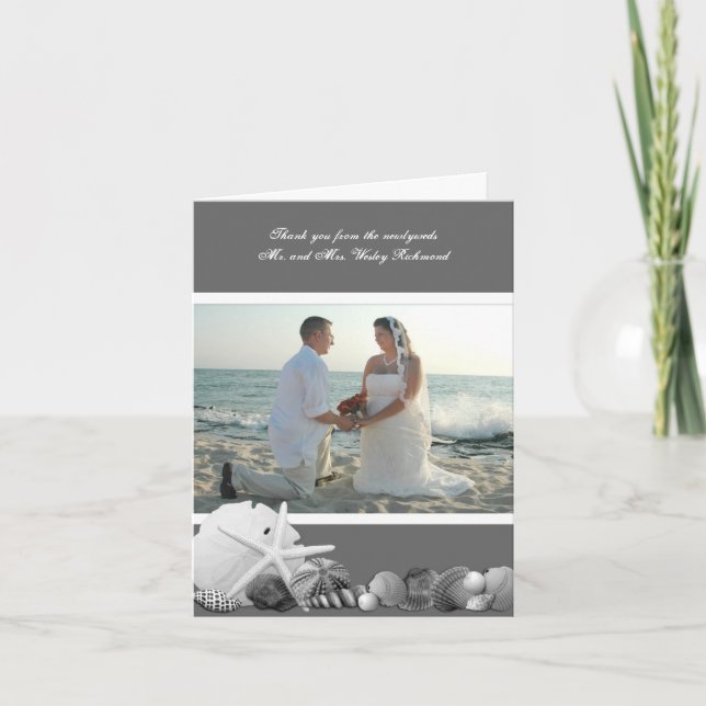 Tarjeta De Agradecimiento Conchas de caracol grises neutrales Foto de agrade (Anverso)