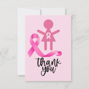 Tarjeta De Agradecimiento Conciencia sobre el cáncer de mama con cinta rosa