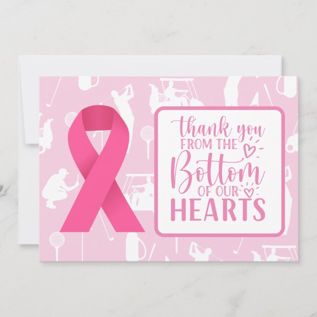 Tarjeta De Agradecimiento Conciencia sobre el cáncer de mama en el campo de  (Anverso)