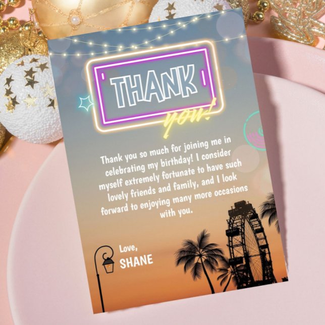 Tarjeta De Agradecimiento Concierto del Festival de Música Boho Cumpleaños (Pastel Music Festival Concert Boho Birthday Thank You Card)