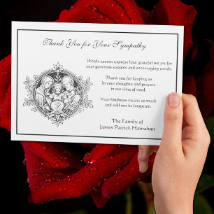 Tarjeta De Agradecimiento Condolencia Católica Funeral de la Sagrada Familia