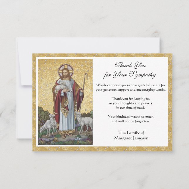 Tarjeta De Agradecimiento Condolencia católica religiosa Jesús Funeral (Anverso)