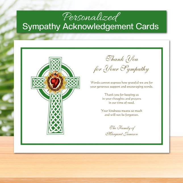 Tarjeta De Agradecimiento Condolencia de la Cruz Celta Irlandesa Religiosa (Irish Catholic Funeral Sympathy Thank you Cards)