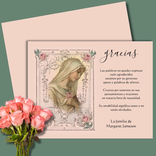 Tarjeta De Agradecimiento Condolencia de la Virgen María Católica (Subido por el creador)