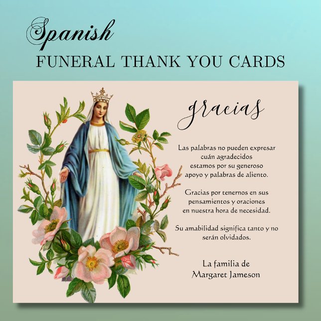 Tarjeta De Agradecimiento Condolencia de la Virgen María Católica (Subido por el creador)