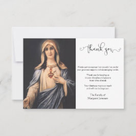 Tarjeta De Agradecimiento Condolencia de la Virgen Religiosa Católica