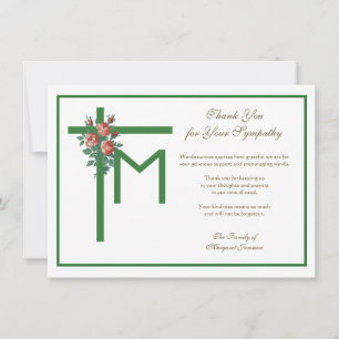 Tarjeta De Agradecimiento Condolencia de Rosas de funerales de la cruz relig