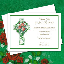 Tarjeta De Agradecimiento Condolencia de Rosas de la Cruz Celta católica rel