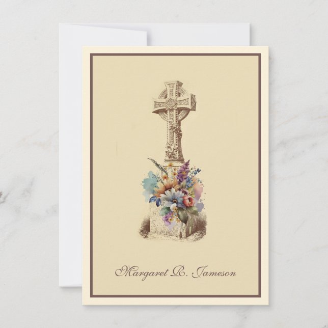 Tarjeta De Agradecimiento Condolencia floral de la Cruz Celta Irlandesa (Anverso)