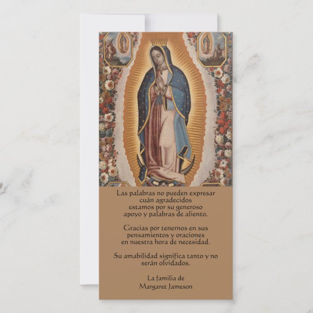Tarjeta De Agradecimiento Condolencia funeraria de Guadalupe (Anverso)