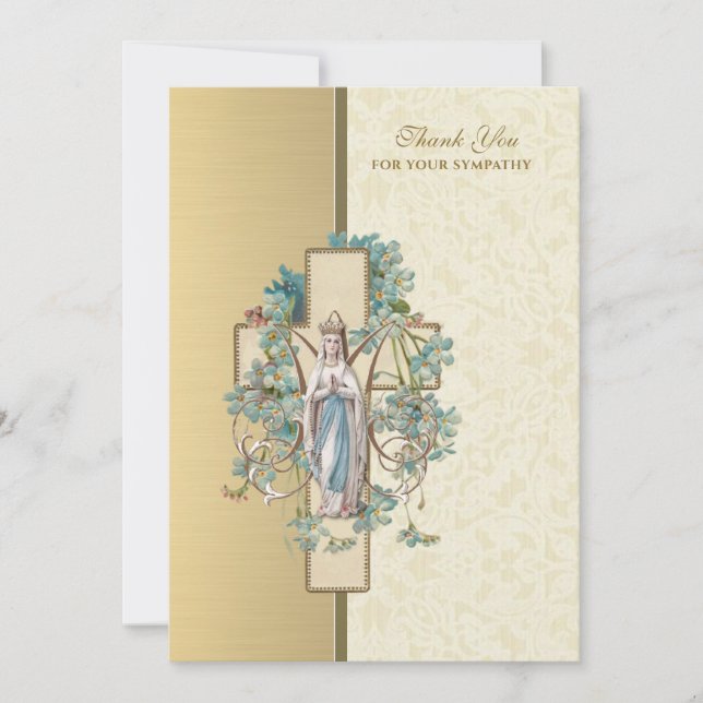 Tarjeta De Agradecimiento Condolencia funeraria de la Virgen Religiosa María (Anverso)