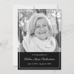 Tarjeta De Agradecimiento Condolencia intemporal de la foto en entierro