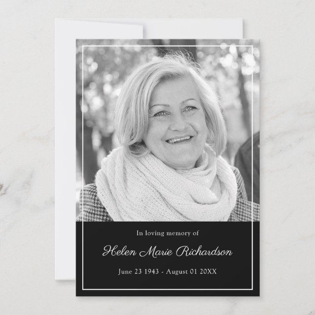 Tarjeta De Agradecimiento Condolencia intemporal de la foto en entierro (Anverso)