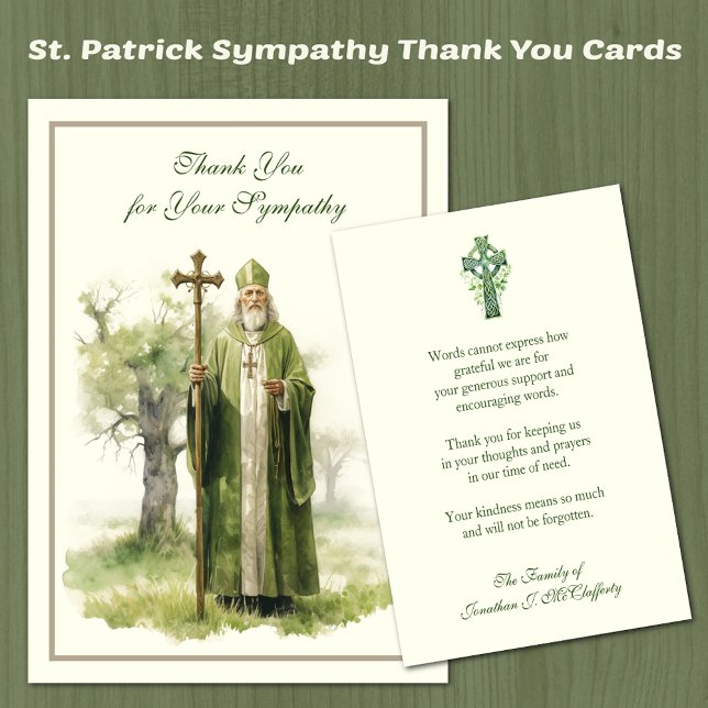 Tarjeta De Agradecimiento Condolencia por la simpatía de los católicos irlan (Traditional St. Patrick Sympathy Thank You Cards )