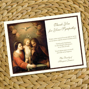 Tarjeta De Agradecimiento Condolencia religiosa católica de la sagrada famil