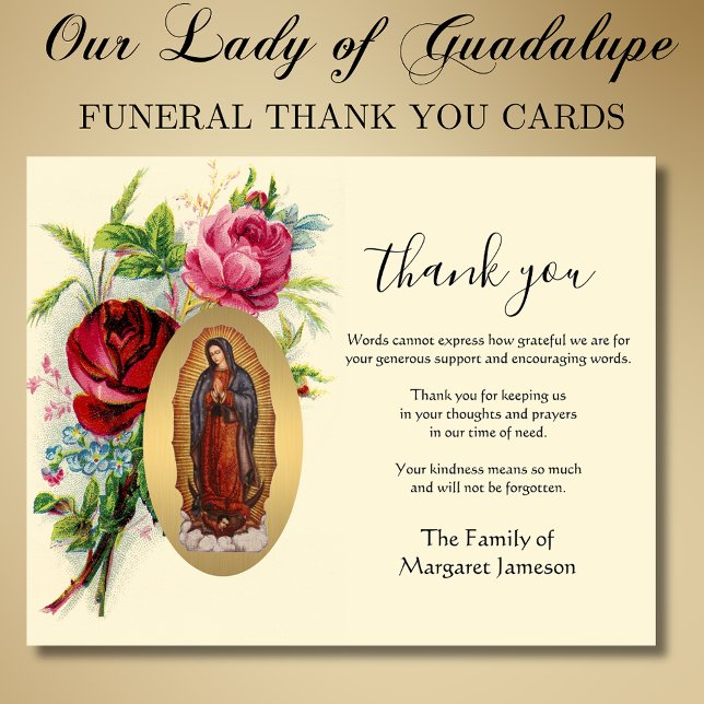 Tarjeta De Agradecimiento Condolencia religiosa católica Guadalupe Gracias (Subido por el creador)
