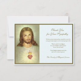 Tarjeta De Agradecimiento Condolencia religiosa católica sagrada del corazón