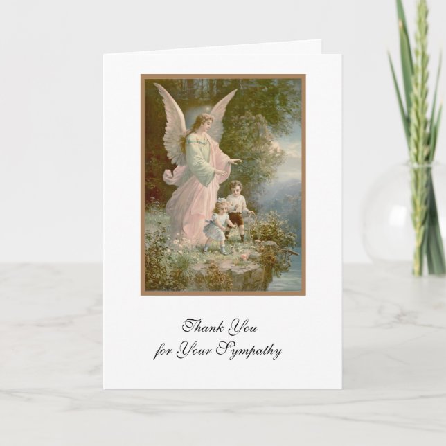 Tarjeta De Agradecimiento Condolencia religiosa de Guardian Angel Gracias (Anverso)