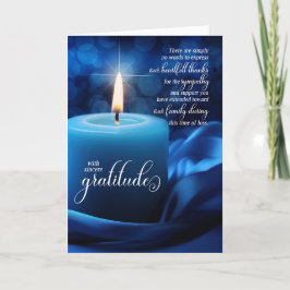 Tarjeta De Agradecimiento Condolencias por la solidaridad con las velas azul