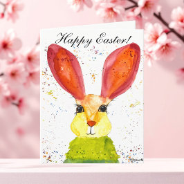 Tarjeta De Agradecimiento Conejito adorable acuarela conejo humor de Pascua 