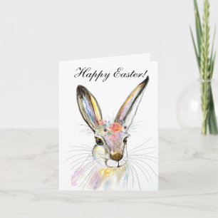 Tarjeta De Agradecimiento Conejito de acuarela linda liebre Pascua floral Th