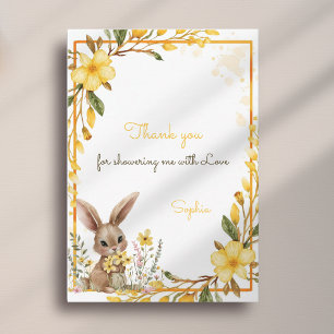 Tarjeta De Agradecimiento Conejito Lindo Flor Amarilla Fiesta de Bebé de Pas