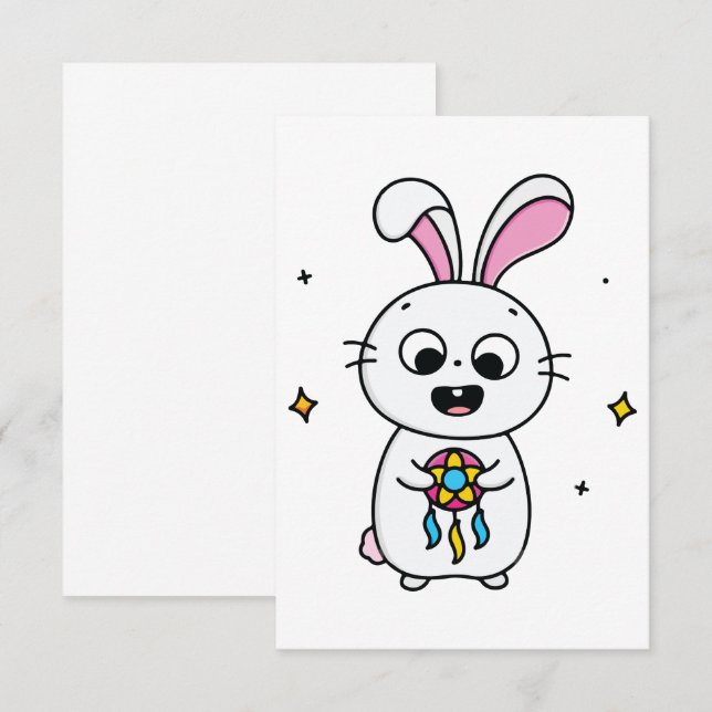 Tarjeta De Agradecimiento Conejito Lindo y Divertido (Anverso / Reverso)