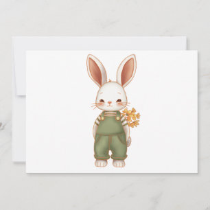Tarjeta De Agradecimiento Conejito Sorpresa Dulce con Flores