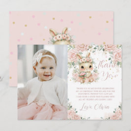 Tarjeta De Agradecimiento Conejo Bailarina Cumpleaños Foto 1er 2do 3er
