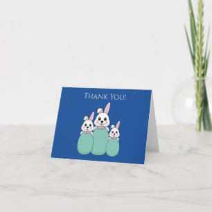 Tarjeta De Agradecimiento Conejo blanco lindo con huevo de Pascua   Personal