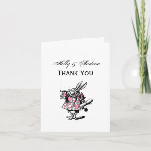 Tarjeta De Agradecimiento Conejo Blanco Trompetista Alice Adv Wonderland Ros