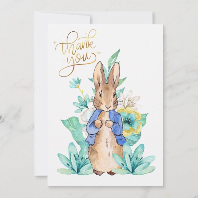 Tarjeta De Agradecimiento Conejo clásico Gracias (Anverso)