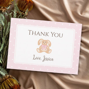 Tarjeta De Agradecimiento Conejo conejo conejo conejo conejo rosa cúte polka