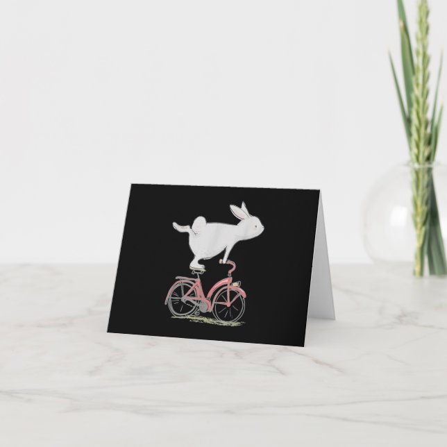 Tarjeta De Agradecimiento Conejo Conejo De Conejo En Bicicleta (Anverso)