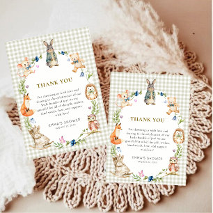 Tarjeta De Agradecimiento Conejo de Bosque Vintage Cuento de Bebé