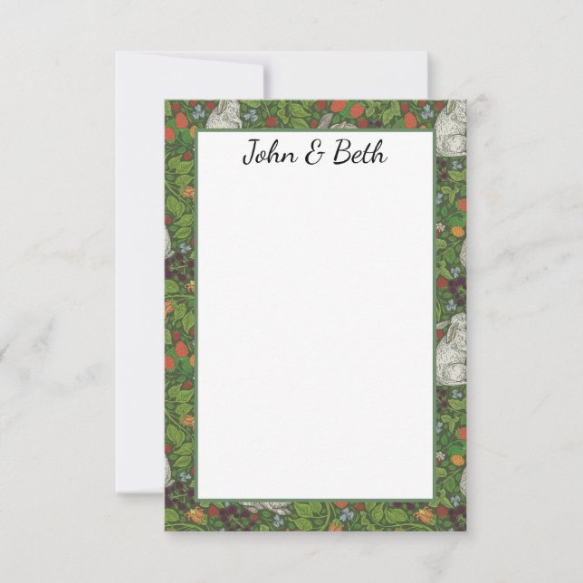 Tarjeta De Agradecimiento Conejo de conejo blanco victoriano en Jardín (Anverso)