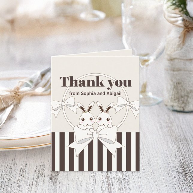 Tarjeta De Agradecimiento Conejo de dibujos animados clásico moderno lindo g (Subido por el creador)
