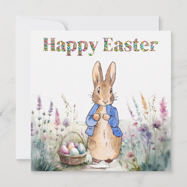 Tarjeta De Agradecimiento conejo de Pascua (Anverso)