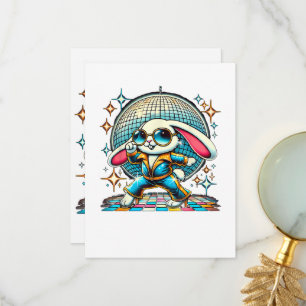 Tarjeta De Agradecimiento Conejo Disco Estético