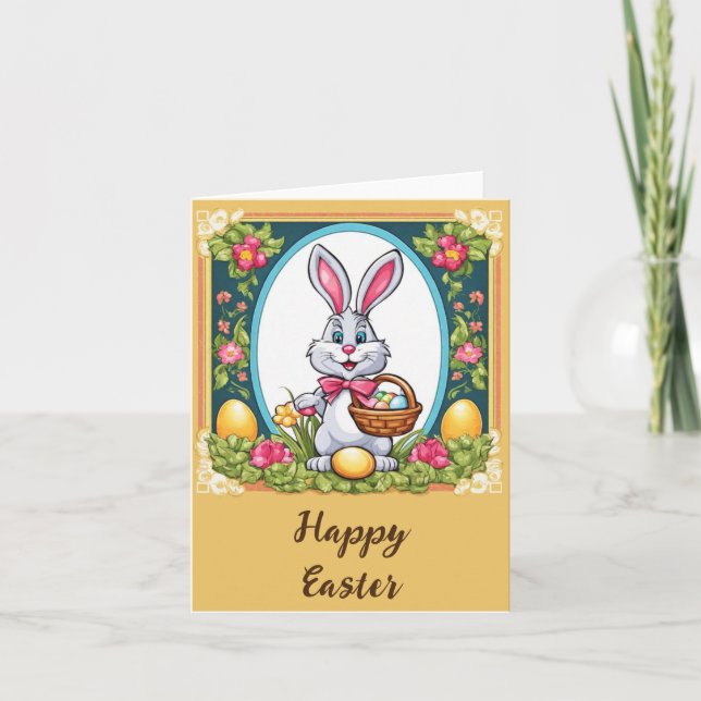 Tarjeta De Agradecimiento Conejo feliz de Pascua (Anverso)