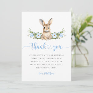 Tarjeta De Agradecimiento Conejo floral azul de primavera Cumpleaños de Some
