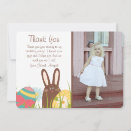 Tarjeta De Agradecimiento Conejo lindo y Huevos de Pascua Foto Cumpleaños