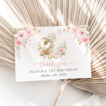 Conejo, Mariposa, Flores Rosadas, Primer Cumpleaño