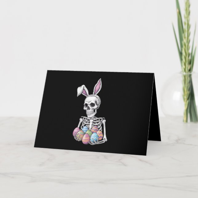 Tarjeta De Agradecimiento Conejo Skeleton con huevos de Pascua Conejo Funny (Anverso)