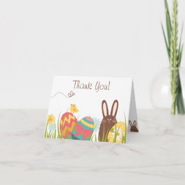 Tarjeta De Agradecimiento Conejo y Huevos de Pascua Gracias