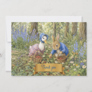 Tarjeta De Agradecimiento Conejo y pato clásicos fresas silvestres Gracias