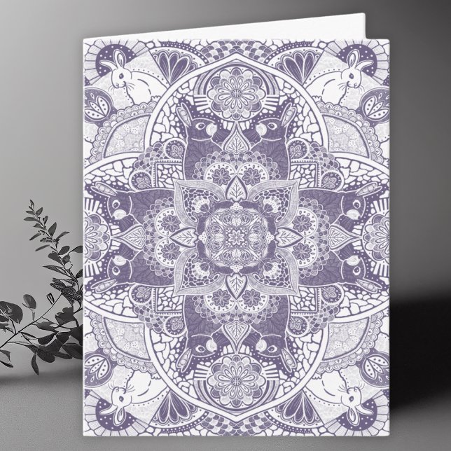Tarjeta De Agradecimiento Conejos Mandala Art Blank (Subido por el creador)